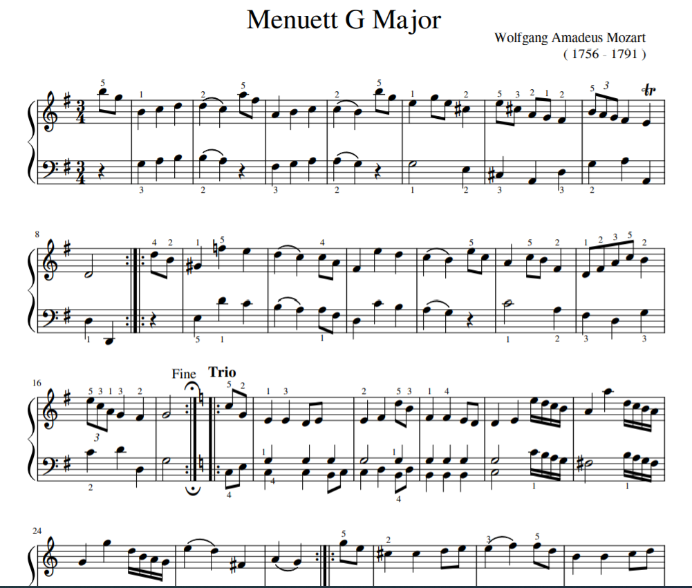 Wolfgang Amadeus Mozart - Menuett C - major for piano